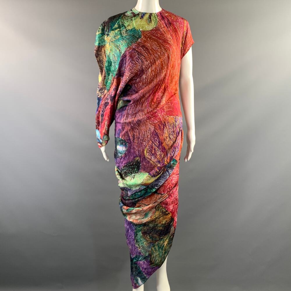 SAAKSHA & KINNI Size S Red Green Lines Asymmetrical Dress